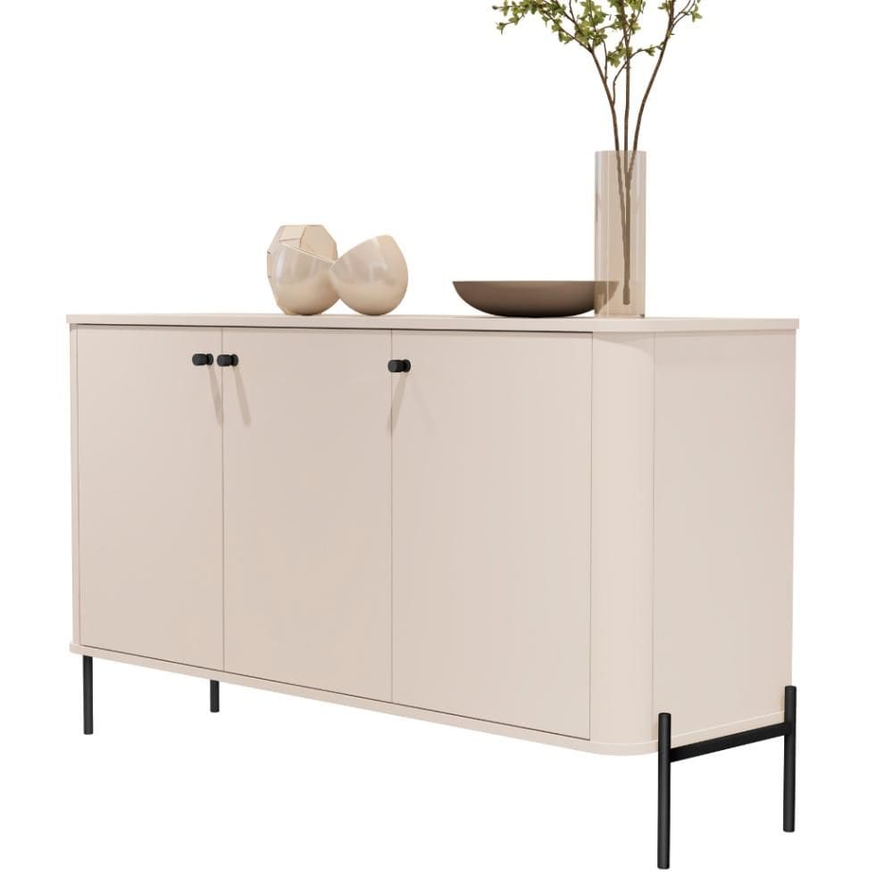 Buffet Tucupí Aparador Sala Off White Preto JB Bechara