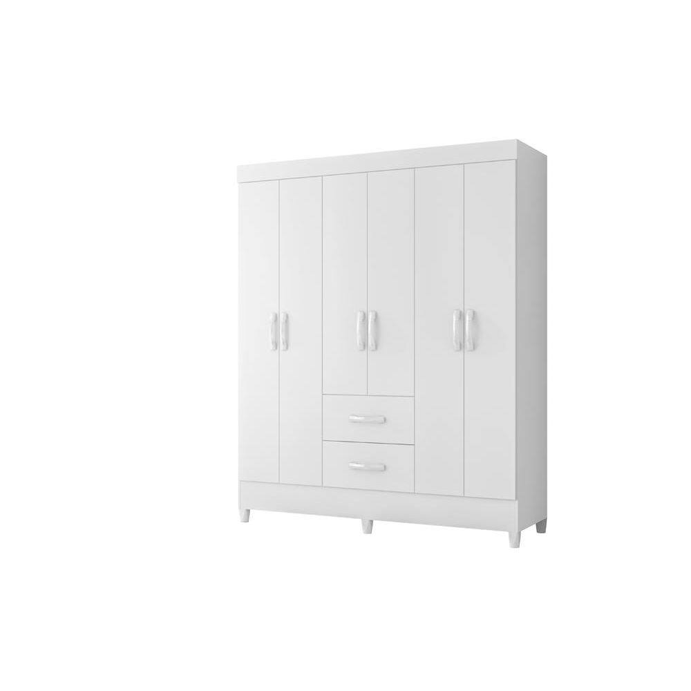 Guarda Roupa Mobi 6 Portas 2 Gavetas Biflex ( Branco Fosco Liso/Rosa Matte) - ABZ