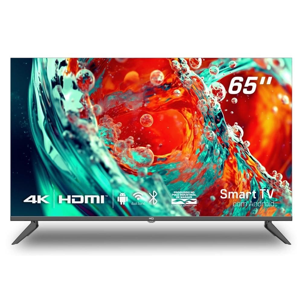 Smart TV 65\" HQ 4K 3 HDMI 2 USB WI-FI Design Slim e tela Frameless