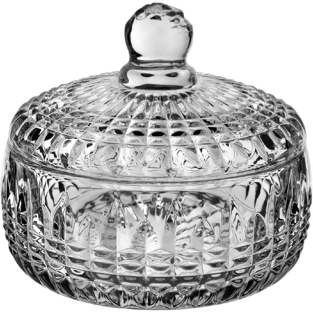POTICHE REDONDO BOMBONIERE HOME&CO COM TAMPA ECO CRYSTAL 12x14x14cm TRANSPARENTE