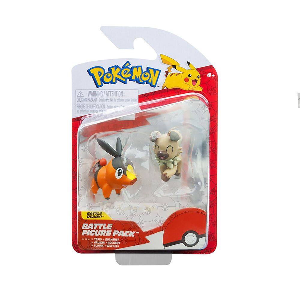 Boneco Batalha Pokemon - Tepig e Rockruff SUNNY BRINQUEDOS