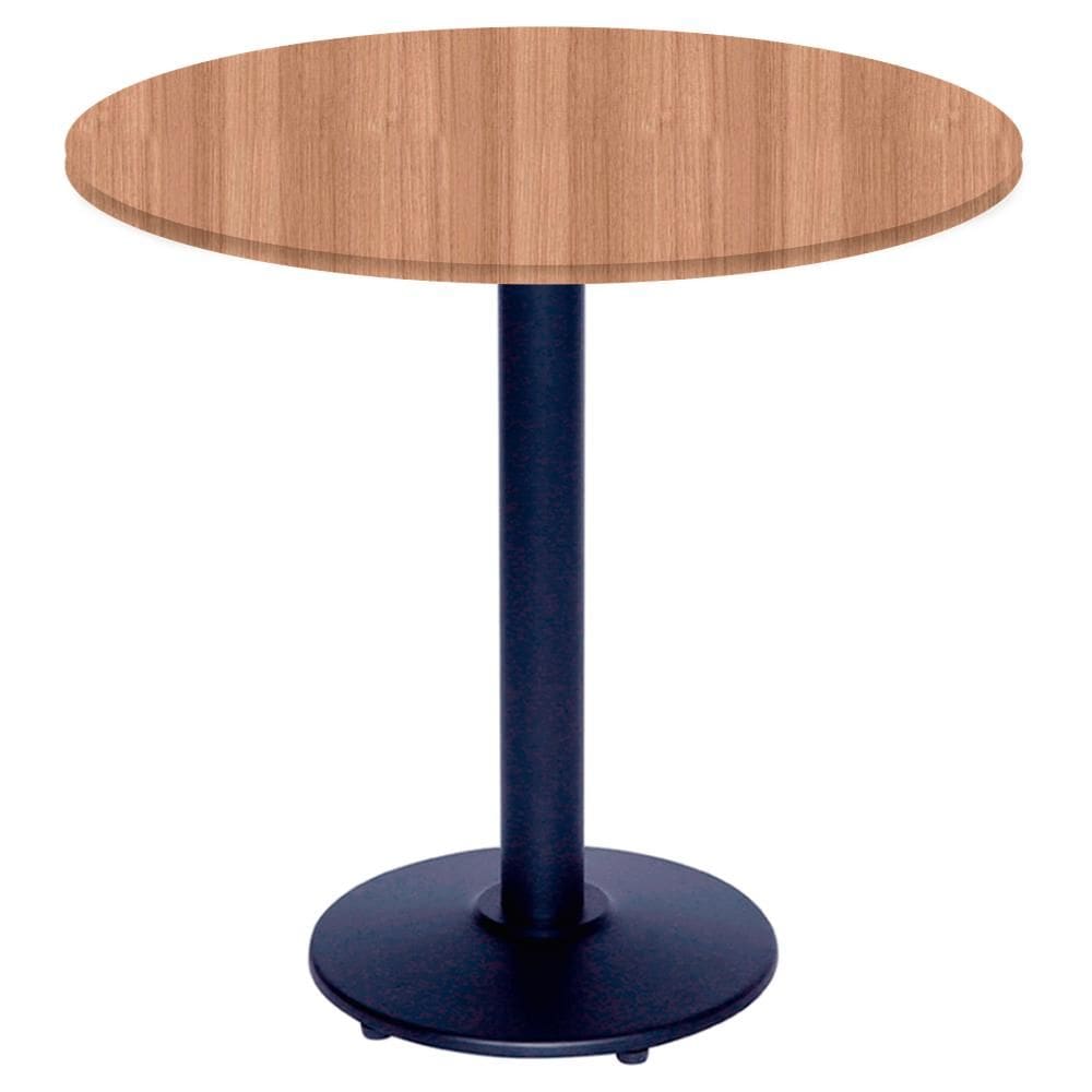 Mesa Zeta Ferro Preto 75 cm (Alt) Disco Redondo Tampo MDP Redondo 70 cm (Larg) x 2,50 cm (Alt) Noce Nat