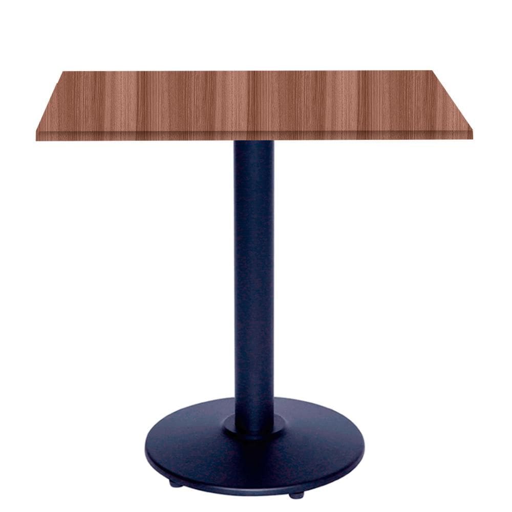 Mesa Zeta Ferro Preto 75 cm (Alt) Disco Redondo Tampo MDP Quadrado 80 cm (Larg) x 2,50 cm (Alt) Walnut