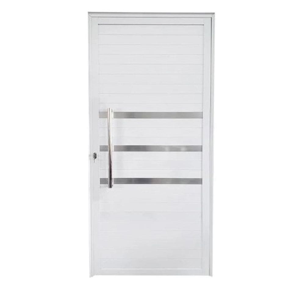 Porta Lambril 210x90 c/Puxador e Friso L/Dir. - Alumínio Branco - Linha 25