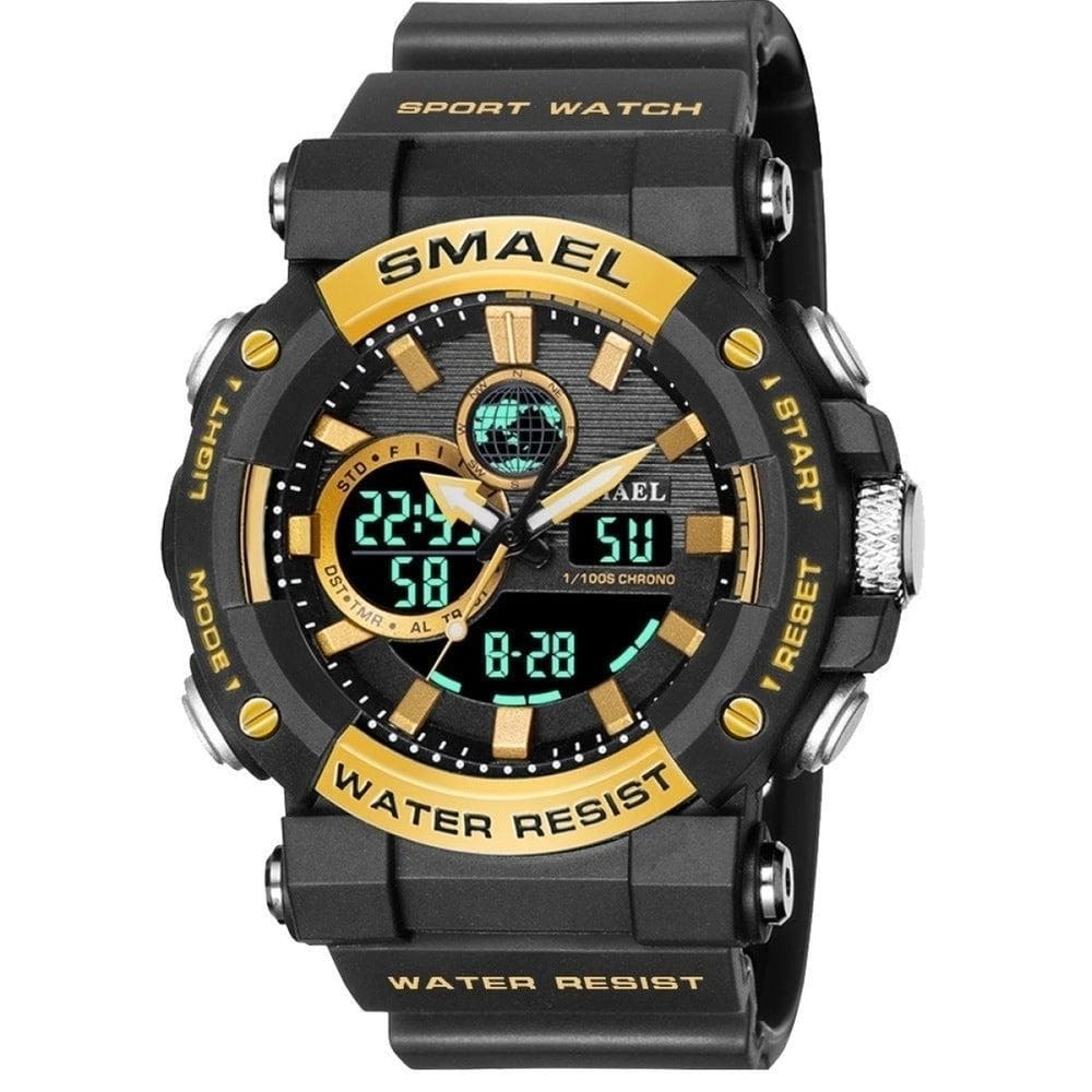 Relógio Masculino Smael AnaDigi 8048 Preto e Dourado
