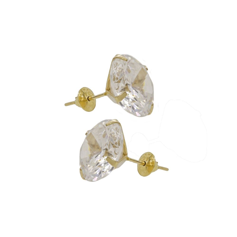 Brinco Ouro 18k Solitário De Zircônio Branco 3,5ct J25997