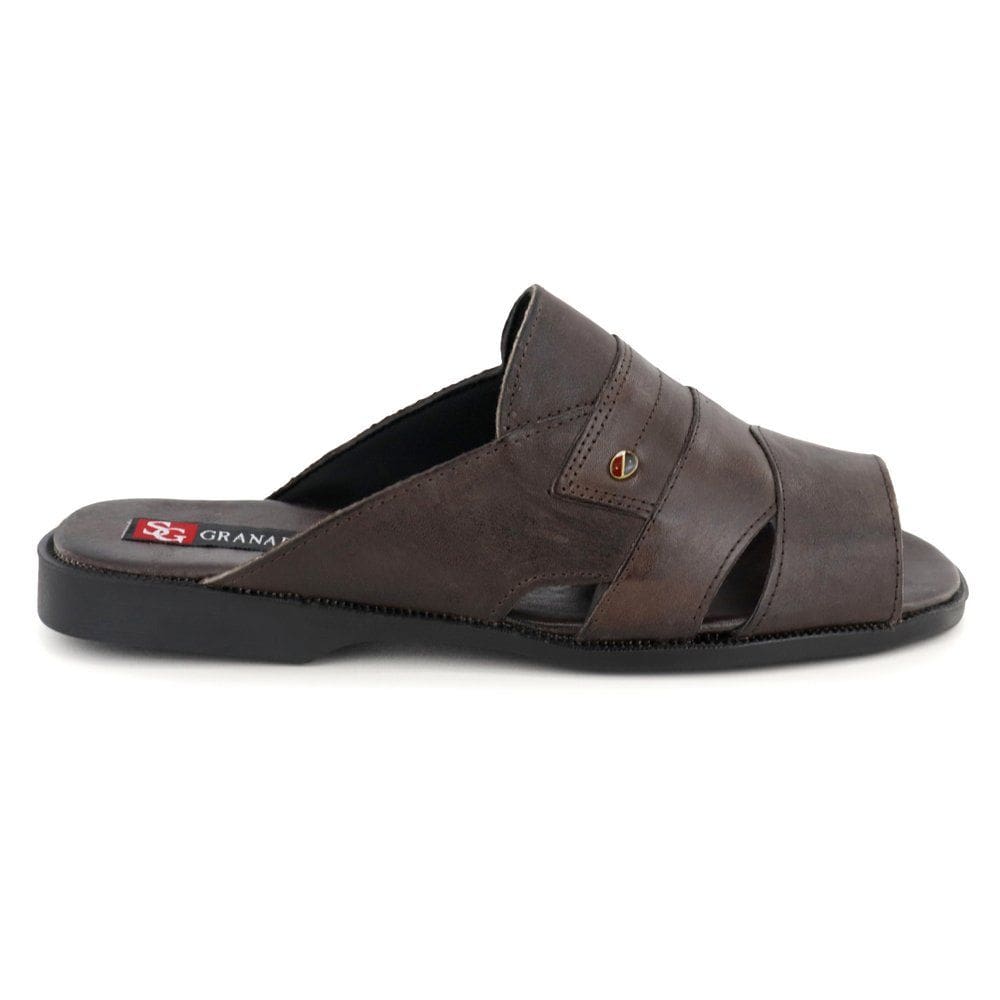 Sandalia Chinelo Masculina Couro Preto Extra Conforto Granado