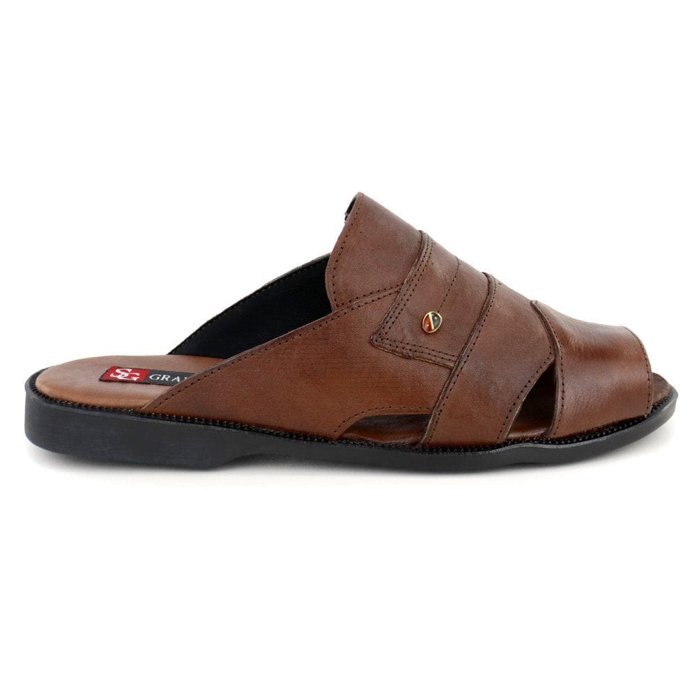 Sandalia Chinelo Masculina Couro Marrom Extra Confort Granado