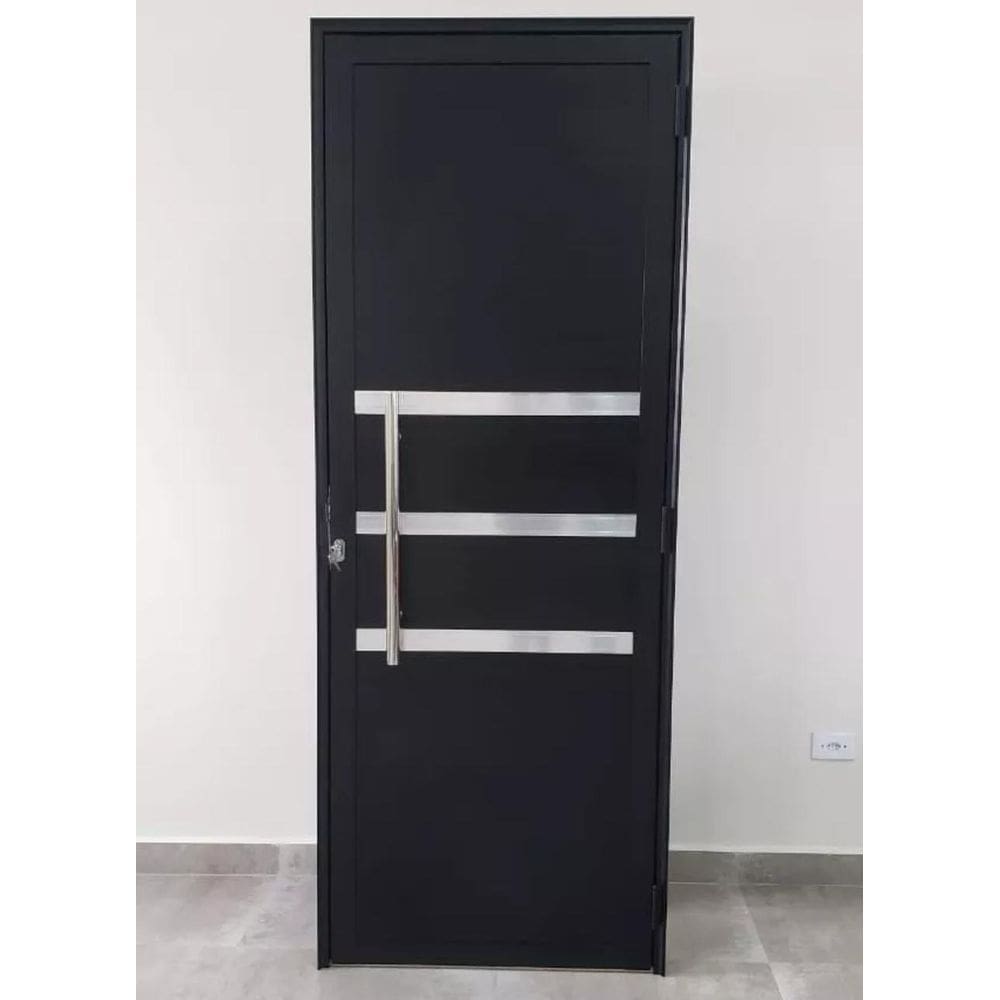 Porta Lambril 210x60 c/Puxador e Friso L/Esq. - Alumínio Preto - Linha 25