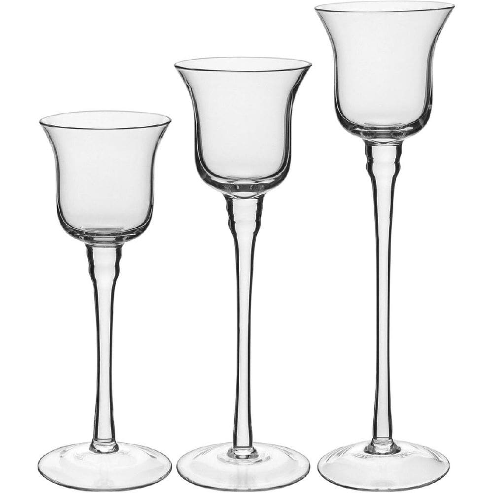 Jogo 3 Peças Castiçal Decorativo Porta Vela Home&Co Eco Crystal Transparente