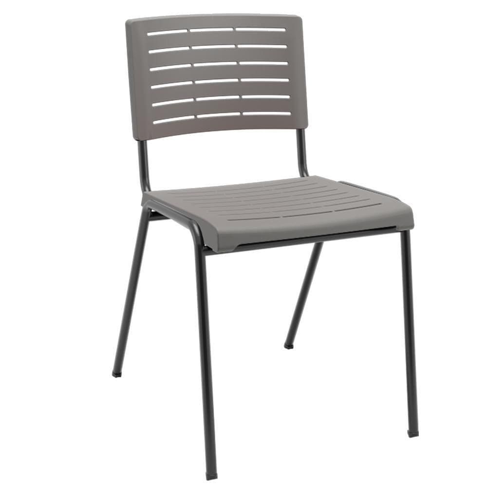 Cadeira Empilhável Fixa Escritório Multiuso Base Preta Kimi P03 Basalto - Lyam Decor