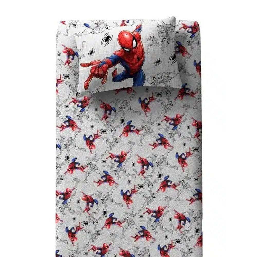 Jogo Lençol Homem Aranha Spider Com Elástico Solteiro 2 Pçs