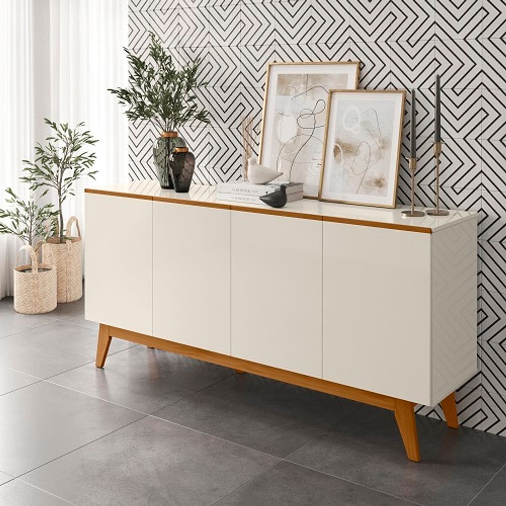 Buffet Ares Lux Quatro Portas 1.61 Off White - Tebarrot Móveis
