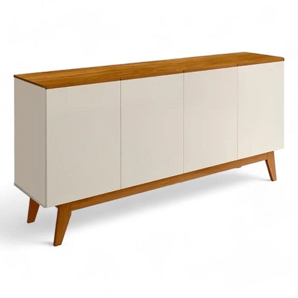 Buffet Ares Lux Quatro Portas 1.61 Off White/Nature - Tebarrot Móveis