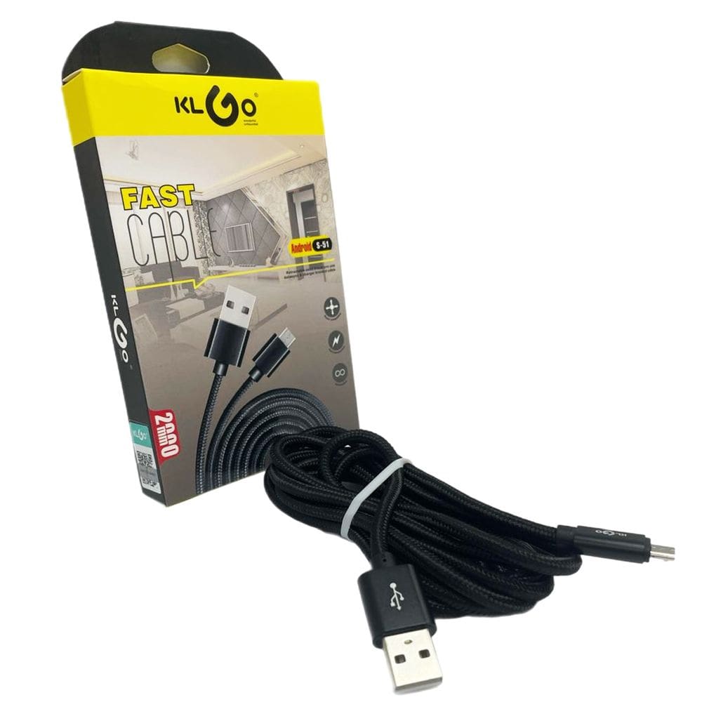Cabo Para Android Nylon Carregador Dados Usb 2 Metros Preto