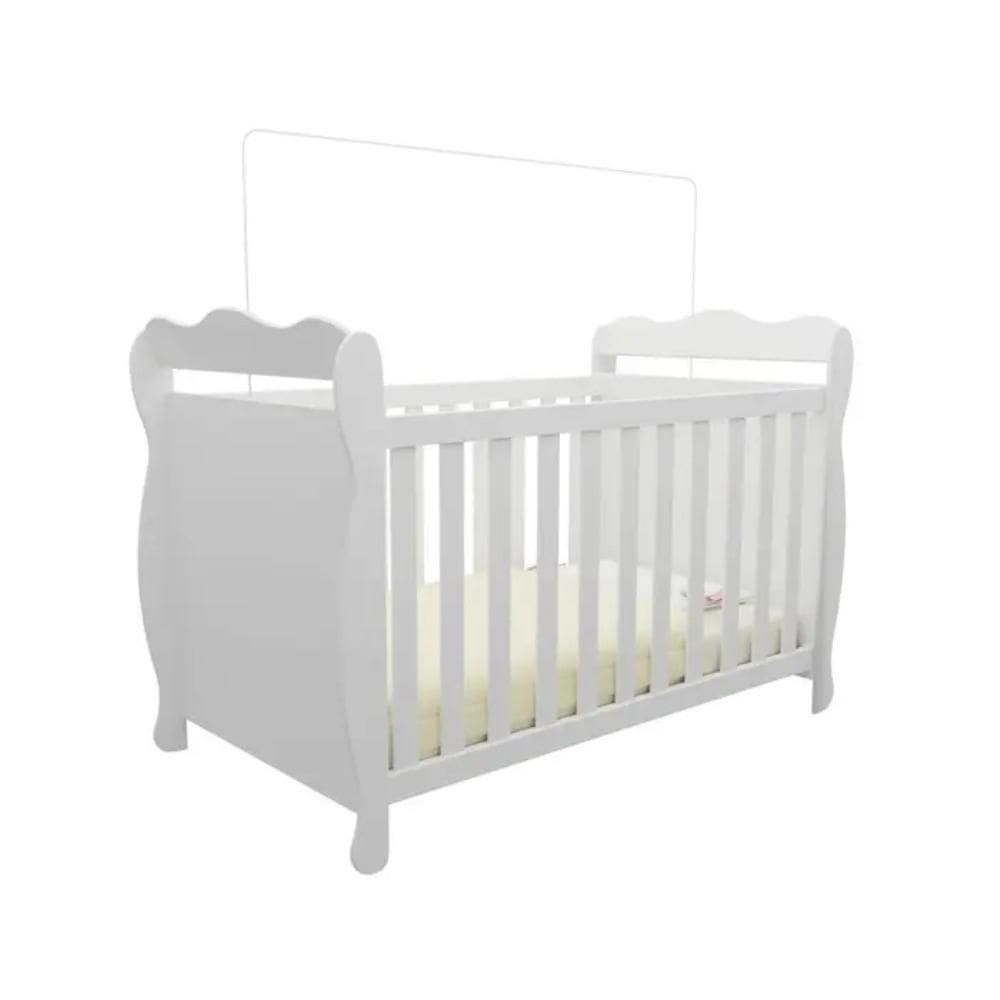 Berço Peroba Lisi Americano Branco 100% MDF 3 em 1 Infantil