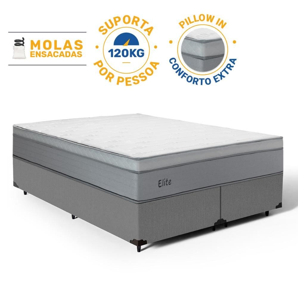 Cama Box com Colchão de Molas Ensacadas Pillow In Elite Queen 158cm