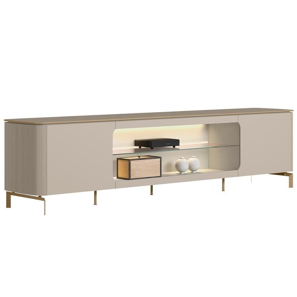 Rack Para Sala De Estar Tv 85 Pol Com Led Elysia L05 Off White Fosco - Lyam Decor