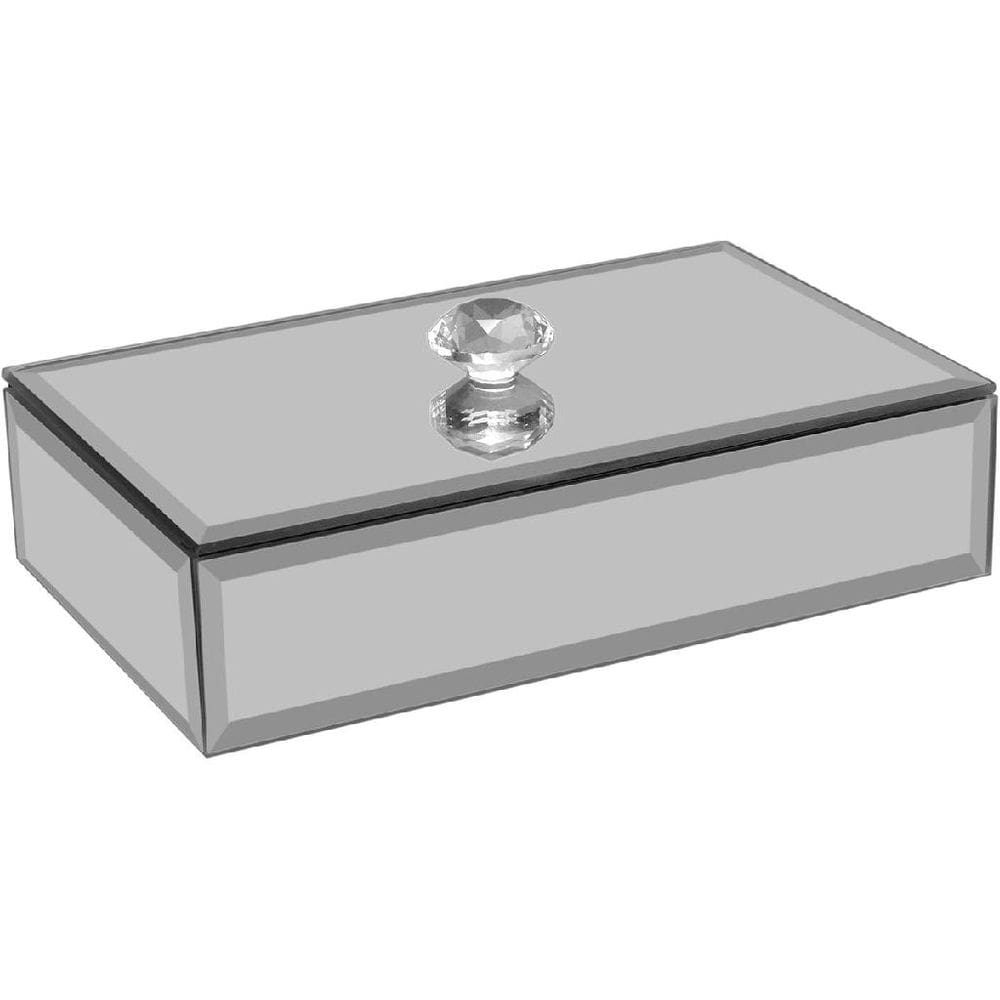 PORTA JOIAS CAIXA ORGANIZADORA HOME&CO ESPELHADO MDF 4x17x10cm CINZA