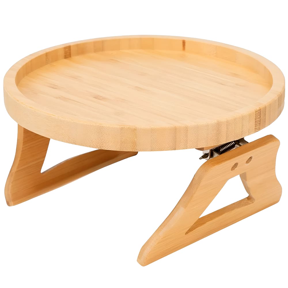 Apoio De Sofá Oval Ajustável Porta Copos E Objetos Em Bambu