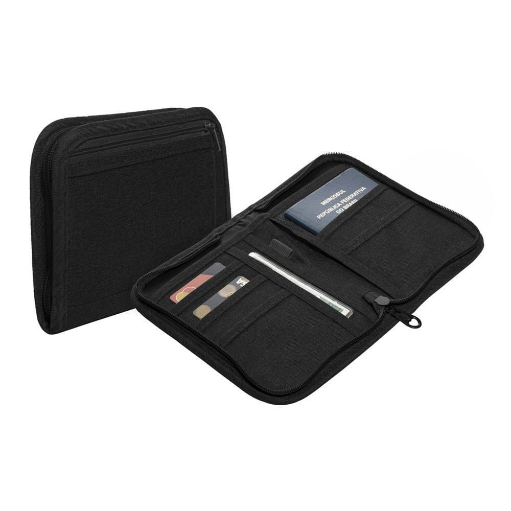 Porta Documentos e Passaporte de Poliéster Preto - Lyor