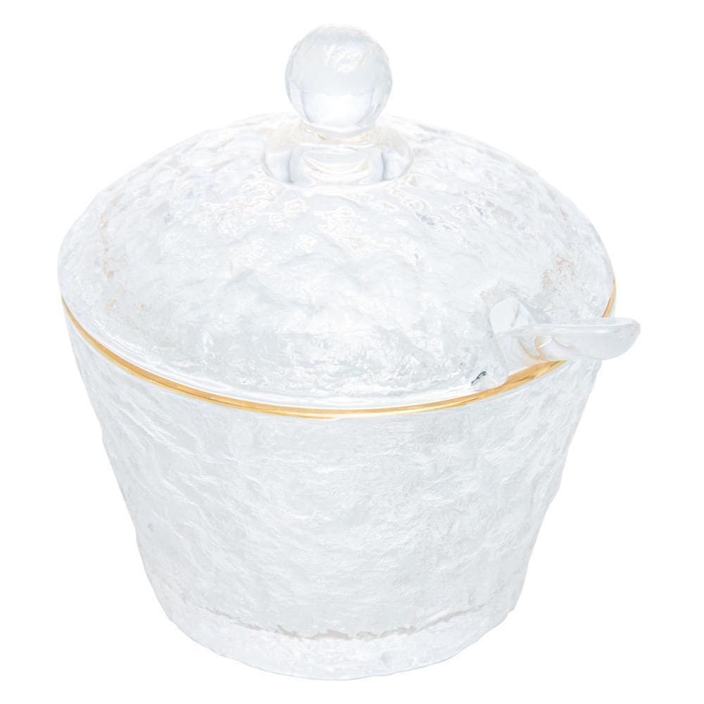 Açucareiro de Cristal Martelado com Fio de Ouro Petra 10cm
