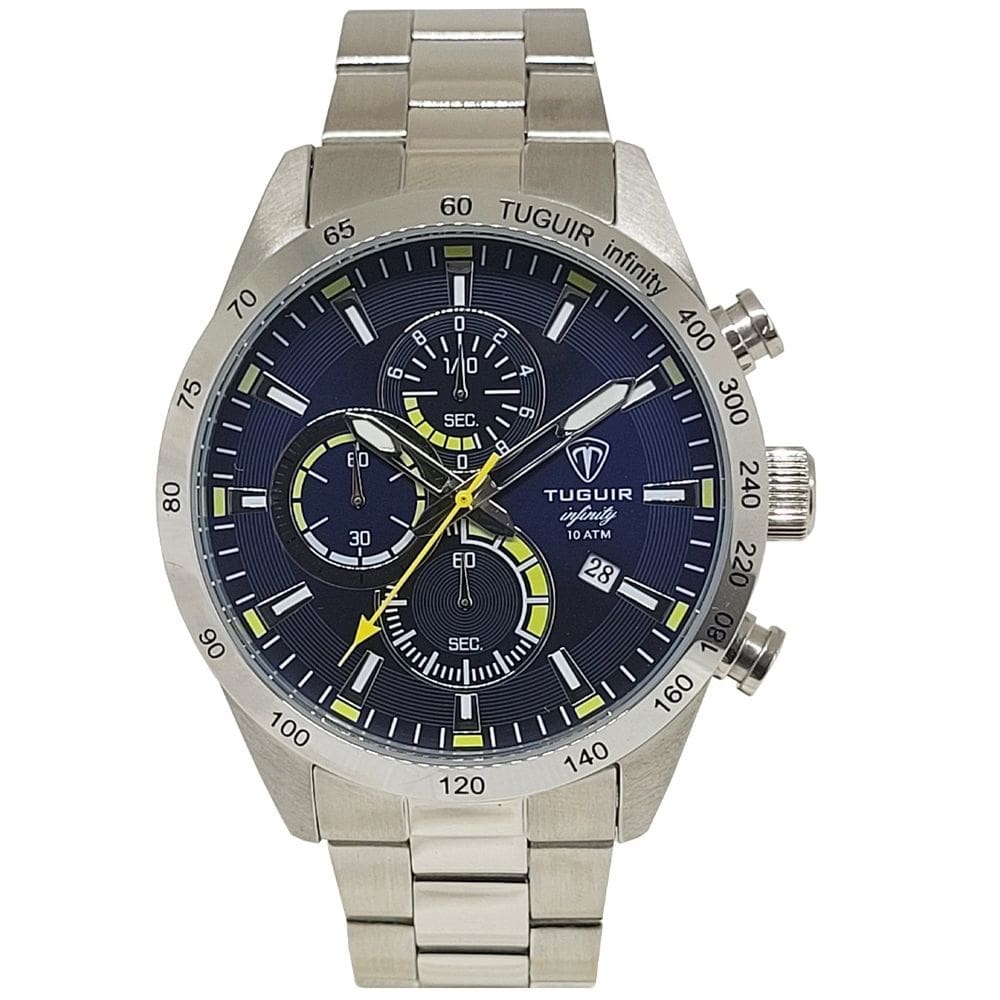 Cronógrafo Masculino Tuguir Analógico Infinity TGI37065 Prata e Azul