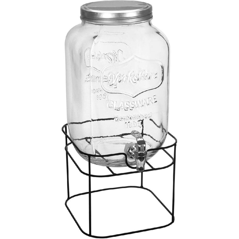 REFRESQUEIRA COM SUPORTE METAL HOME&CO VIDRO 8L 45x21x21cm TRANSPARENTE SUQUEIRA