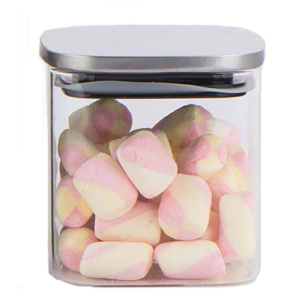 POTE MANTIMENTOS QUADRADO HOME&CO COM TAMPA INOX BOROSSILICATO 600ml 10x10x10cm TRANSPARENTE