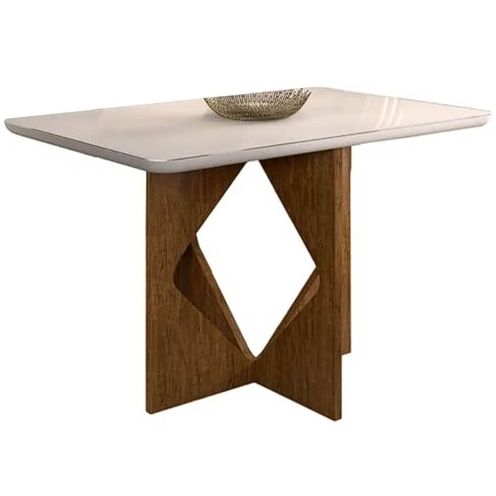 Mesa Madrid 90x90cm Minas Plac Cor Cinamomo Off White