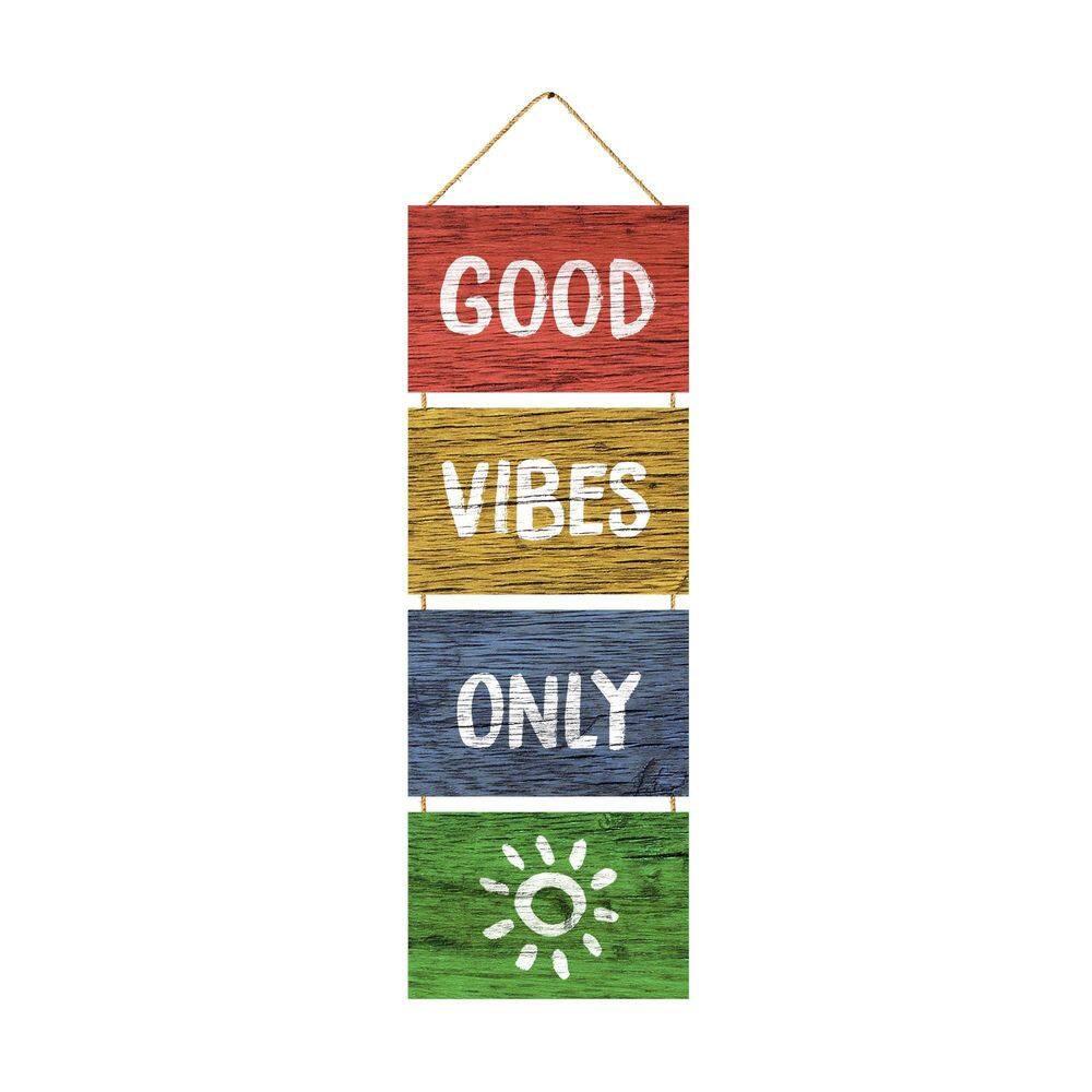 Placa Decorativa Mdf Corda P Pendurar Frase Good Vibes Only