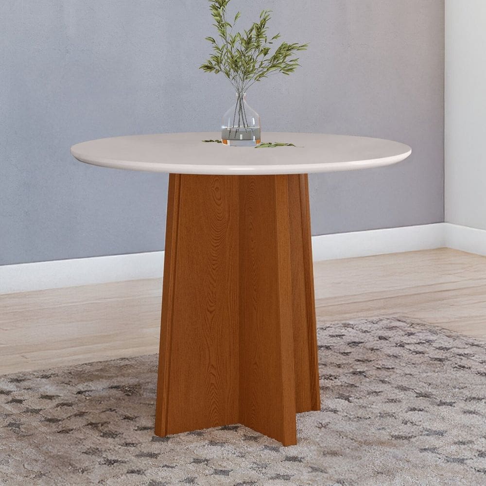 Mesa de Jantar 100x100cm Tampo MDF Celebrare Frassino/Off White