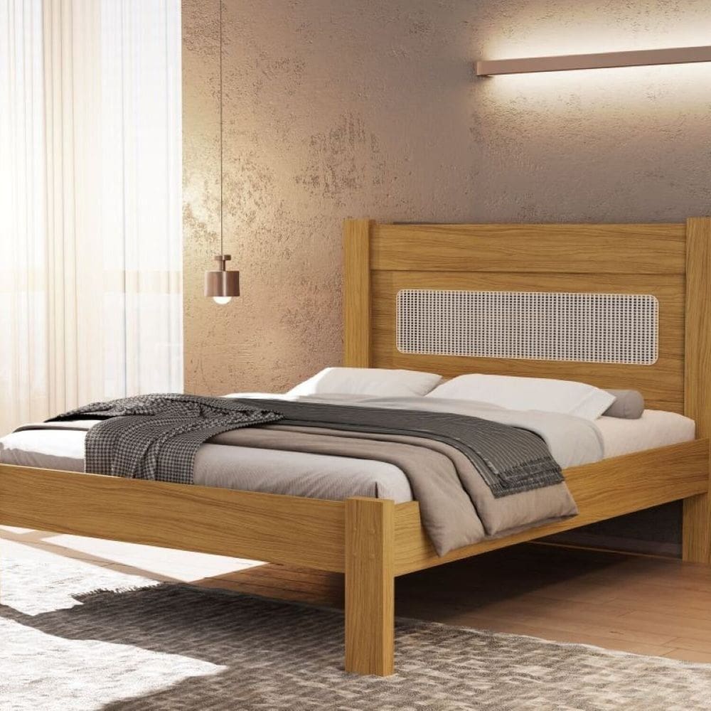 Cama Casal para Quarto 100% MDF 145x117x199cm Marrom