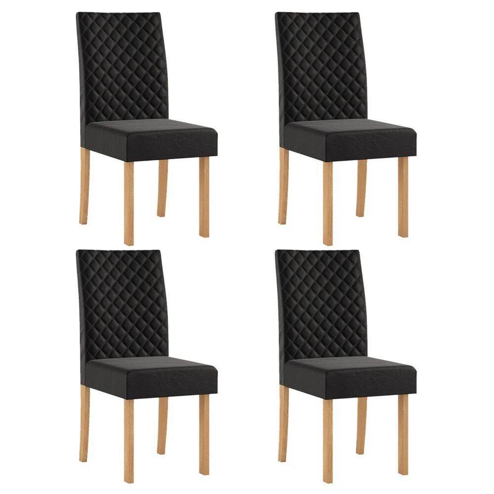 Kit 4 Cadeiras para Sala de Jantar Elegance Mel/Preto