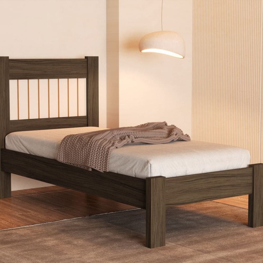 Cama Solteiro para Quarto em MDF Bela Soft Chocolate