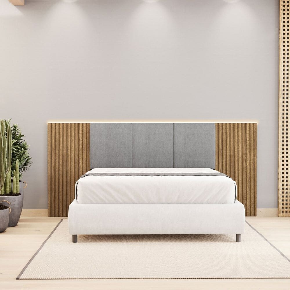 Cabeceira de Casal Estofada Dubai Zen Cinza