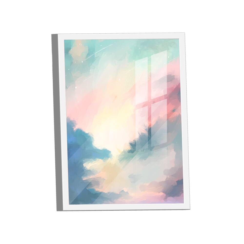 Quadro Decorativo Abstrato Branco Rosa
