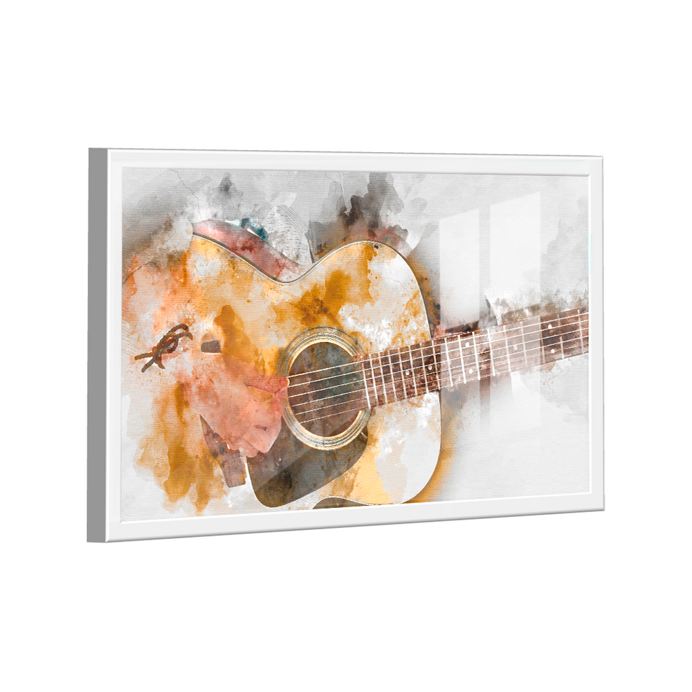 Quadro Decorativo Arte Violão Aquarela