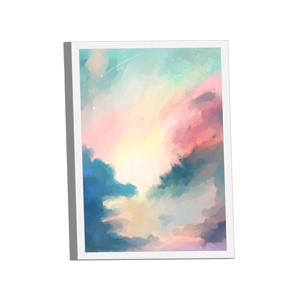 Quadro Decorativo Abstrato Branco Rosa