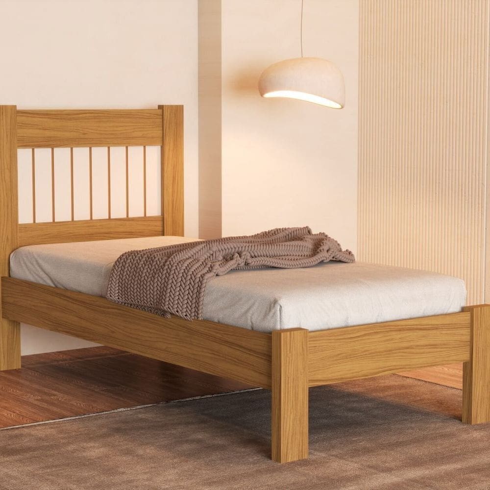 Cama Solteiro para Quarto em MDF Bela Soft Marrom
