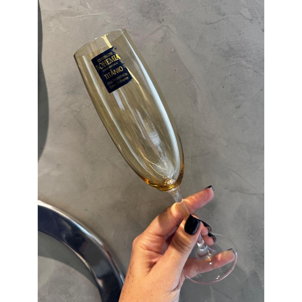 Unidade taça champanhe cristal ecologico 220ml amarela