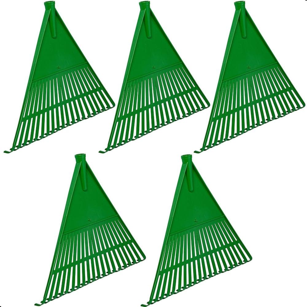 Kit 5 Vassouras Rastelo De Plástico Jardim Grama Sem Cabo