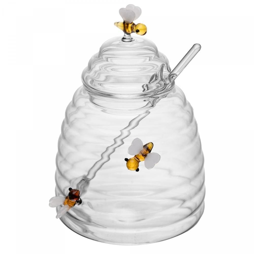Açucareiro de Vidro com Colher e Tampa Lovely Bee 470ml