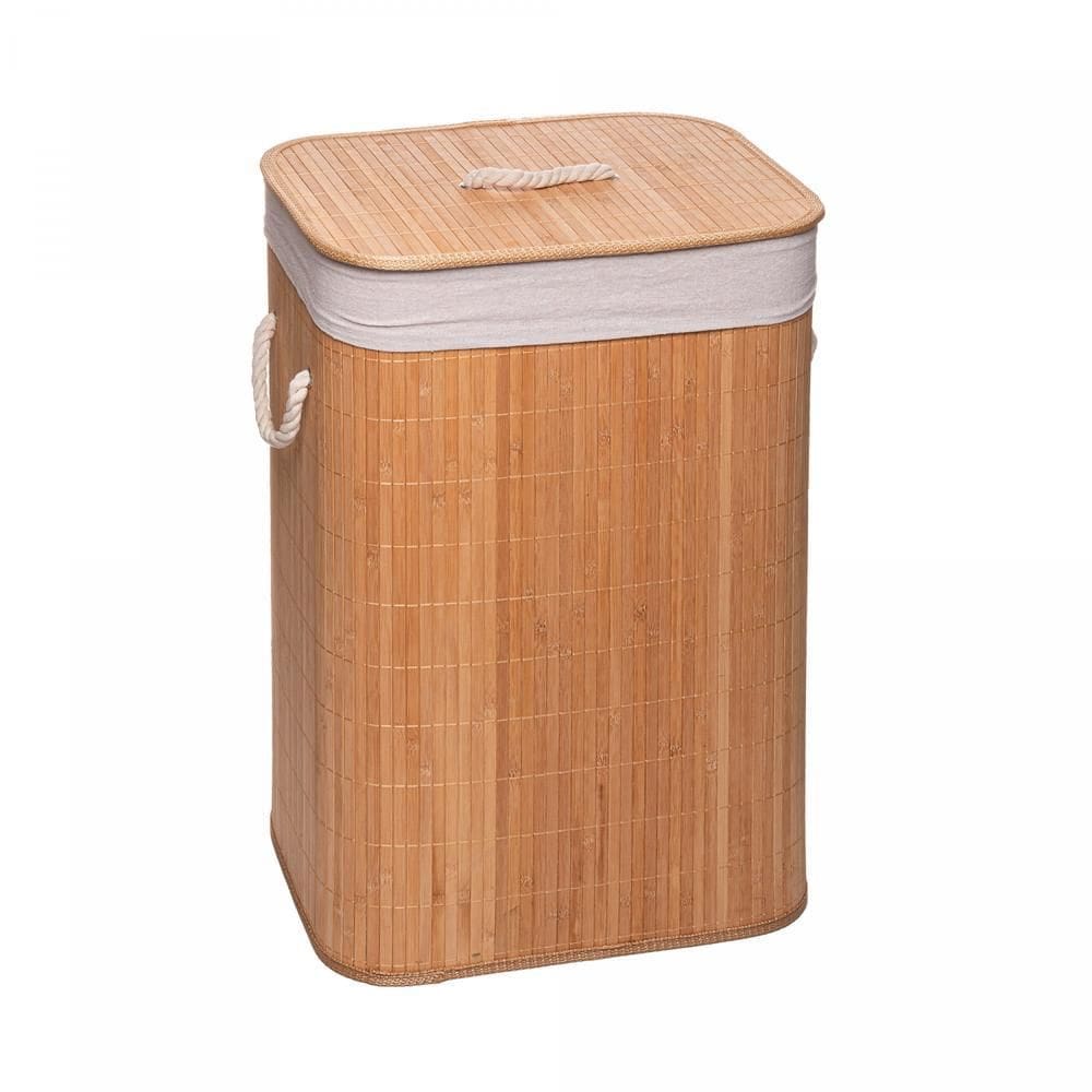 Cesto de Bambu com Tampa Natural 40cm x 30cm x 57cm