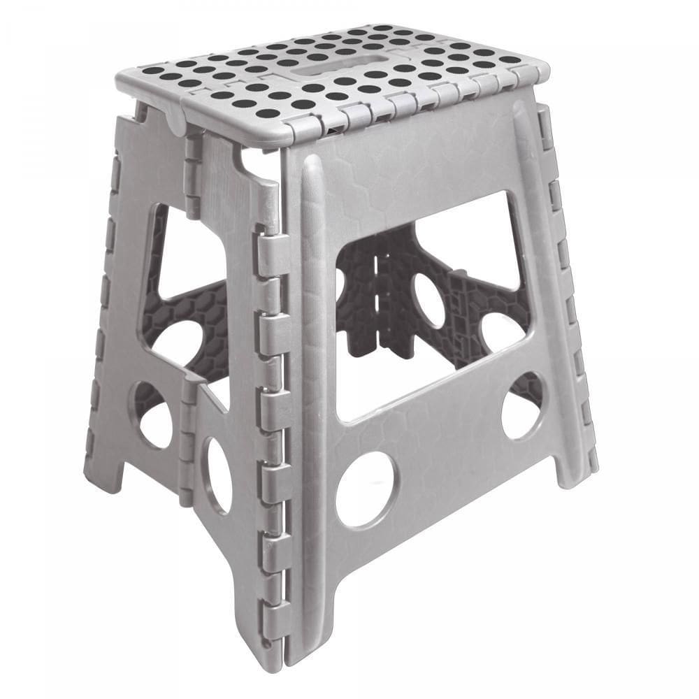 Banco Dobrável de Plástico Cinza 39cm - Lyor