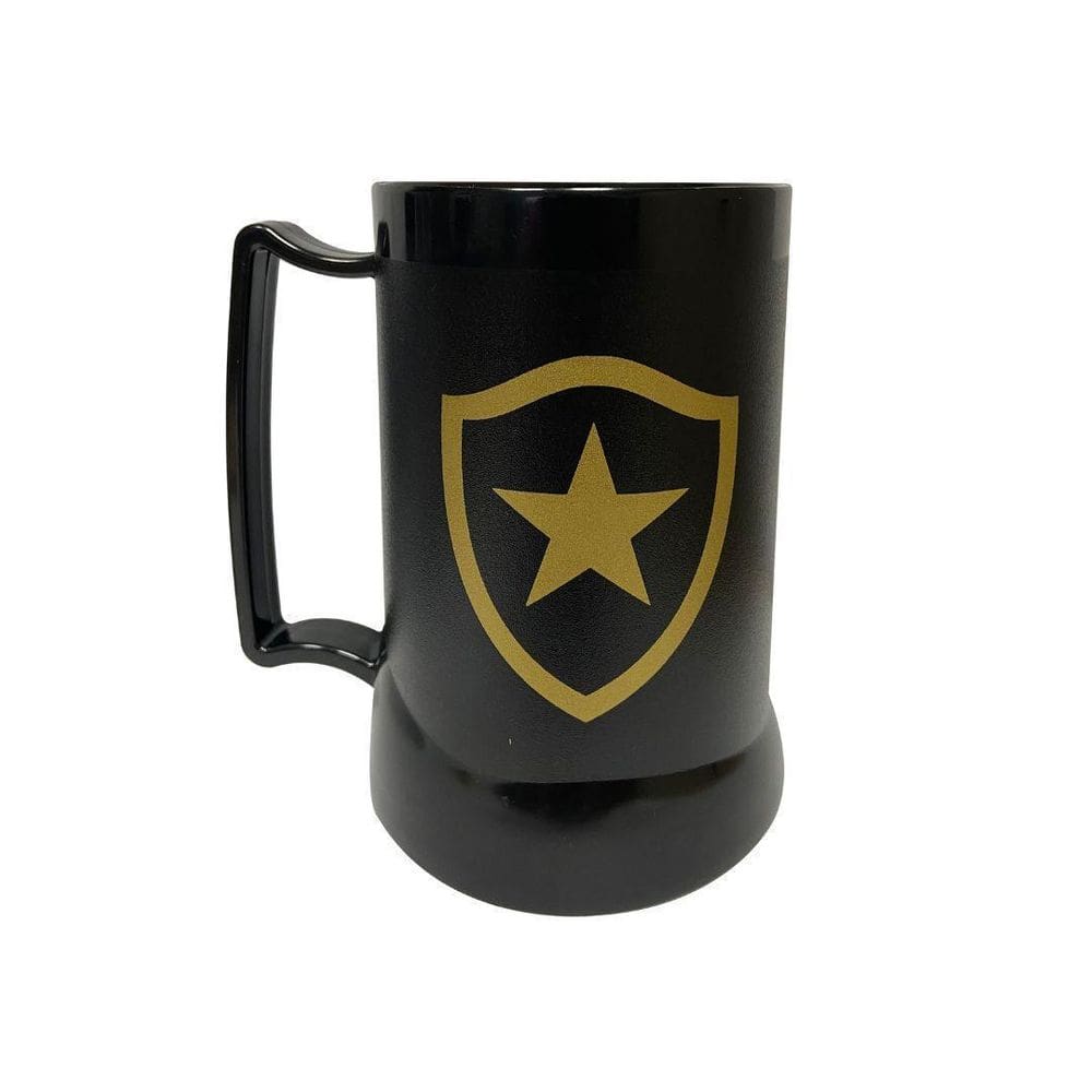 Caneca De Gel Preta Botafogo Escudo Dourado 400Ml