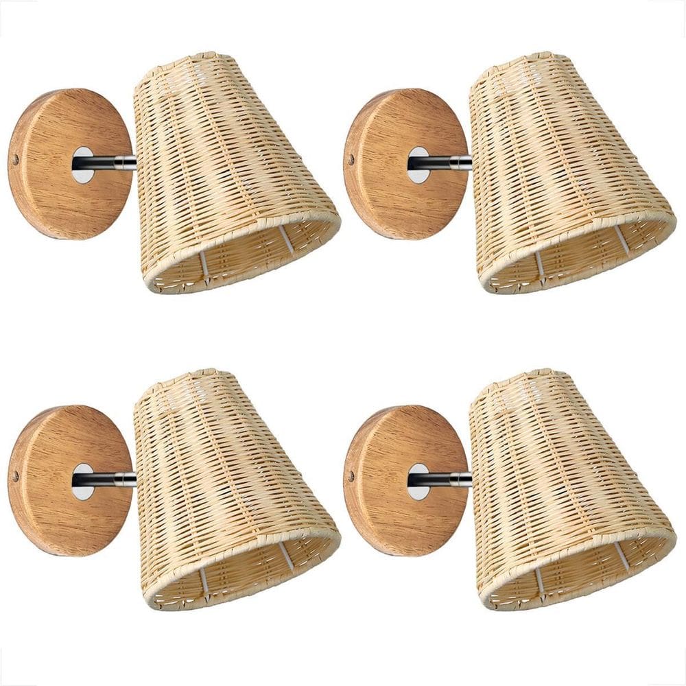 4 Arandela Fibra Natural Direcionável Rattan Varanda Nat94