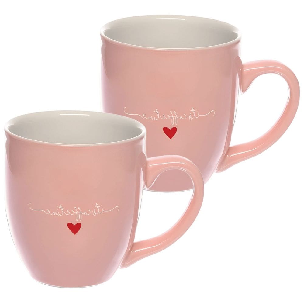 Jogo com 2 Caneca em Porcelana Lamour Rosa 300ml