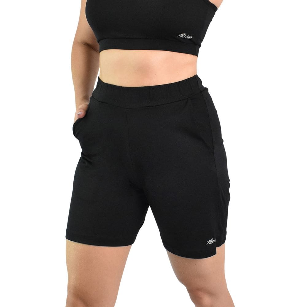Bermuda Feminina Activitta Esportiva Treino Poliamida Preta
