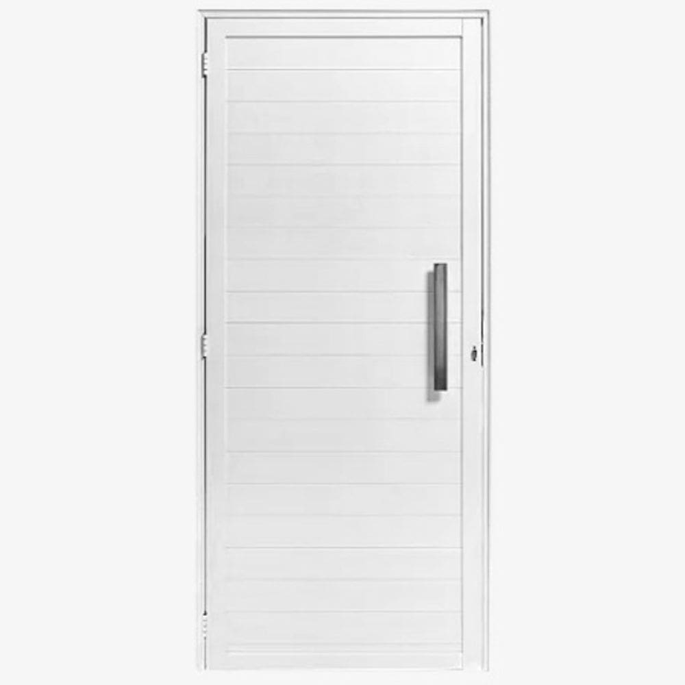Porta Lambril 2,10x80 lado DIREITO L-25 no alumínio branco c/puxador redondo